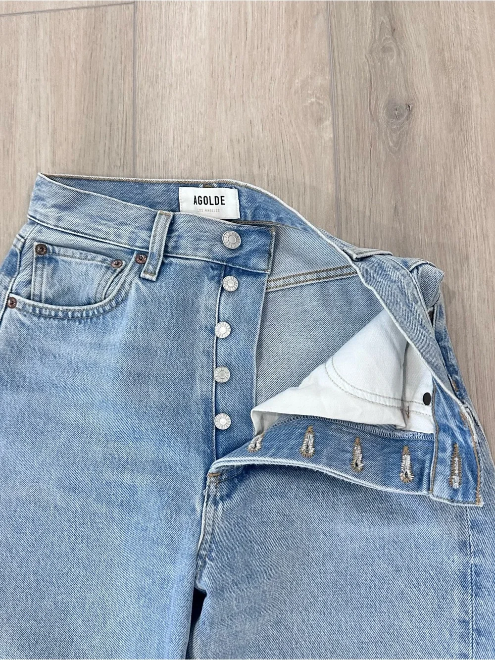 AGOLDE high rise pieces tapered Luna jeans size 24 light wash